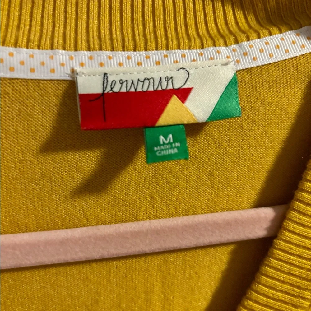 Bright Mustard Cropped V-Neck Cardigan Sweater, ModCloth cardigan - Picture 3 of 3